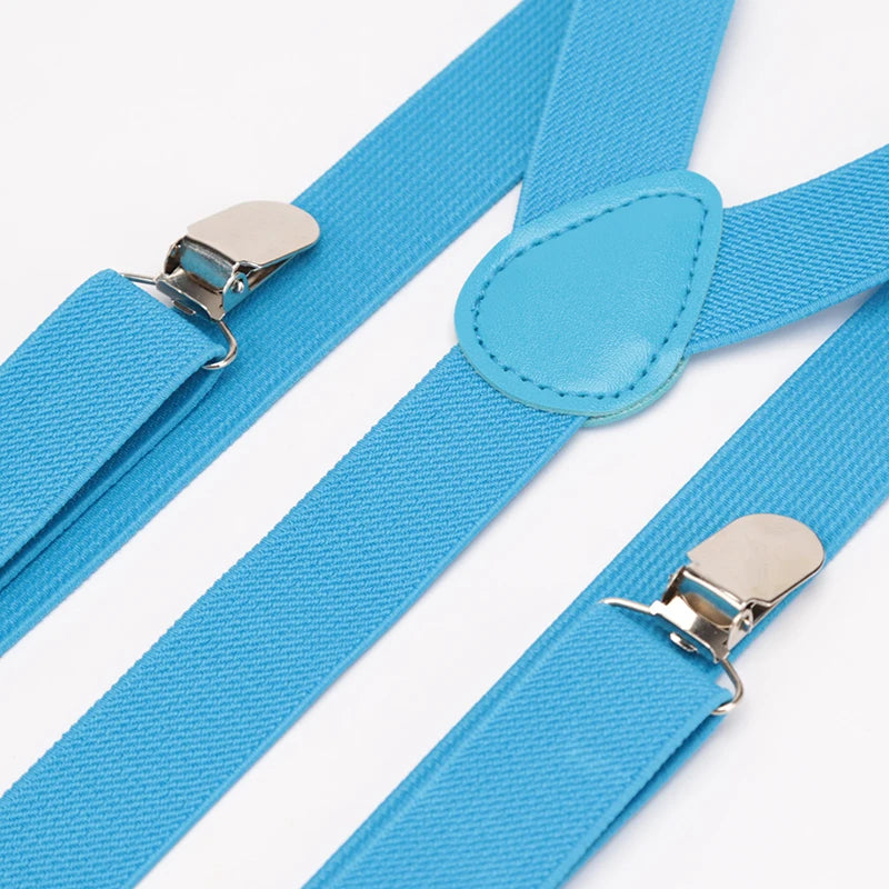Unisex Elastic Leather Suspenders Braces Men Women Gift Black Blue Red Adjustable Straps for Wedding Suit Skirt Accessories Qme