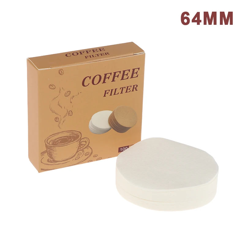 100Pcs Coffee Filter Paper Espresso Paper Filters 54/56/60/62/64/68MM Puck Screen For Machine Tools Qme White 64mm