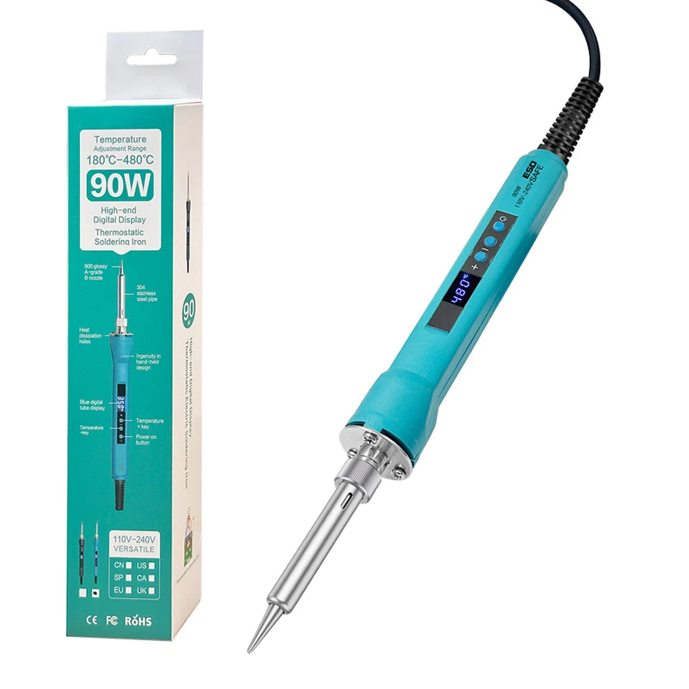 90 100W Digital Soldering Iron Repair Welding Tool Calibration Qme 988-90W-blue 110V US PLUG