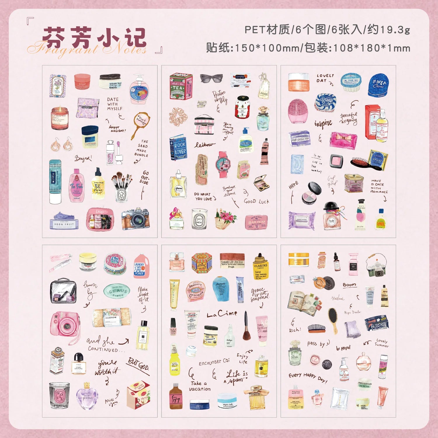 TIANZI 6 sheets Cute Magazine Scrapbooking Stickers Book DIY Junk Journal Material Decoration Album Diary Stationery supplies Qme B