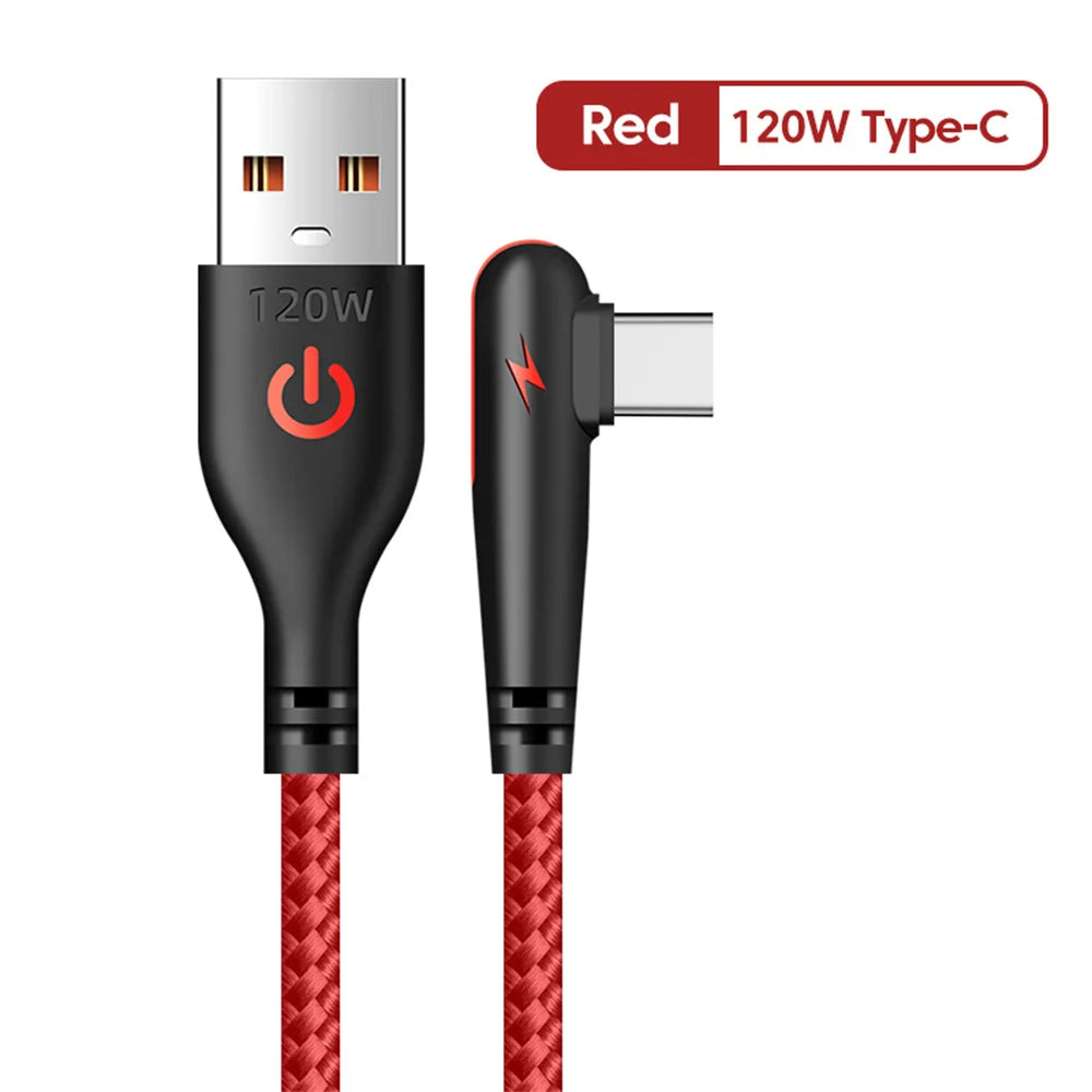 120W USB Charger Cable Type C Fast Charge Date Wire Phone Portable PD Nylon Braided Cord Charger Cord For Xiaomi Huawei Samsung Qme Red 0.25m