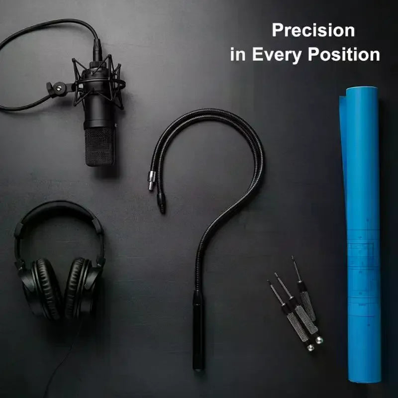 LED M4 Black Silver Microphone Positioning Hose Two External Teeth Qme