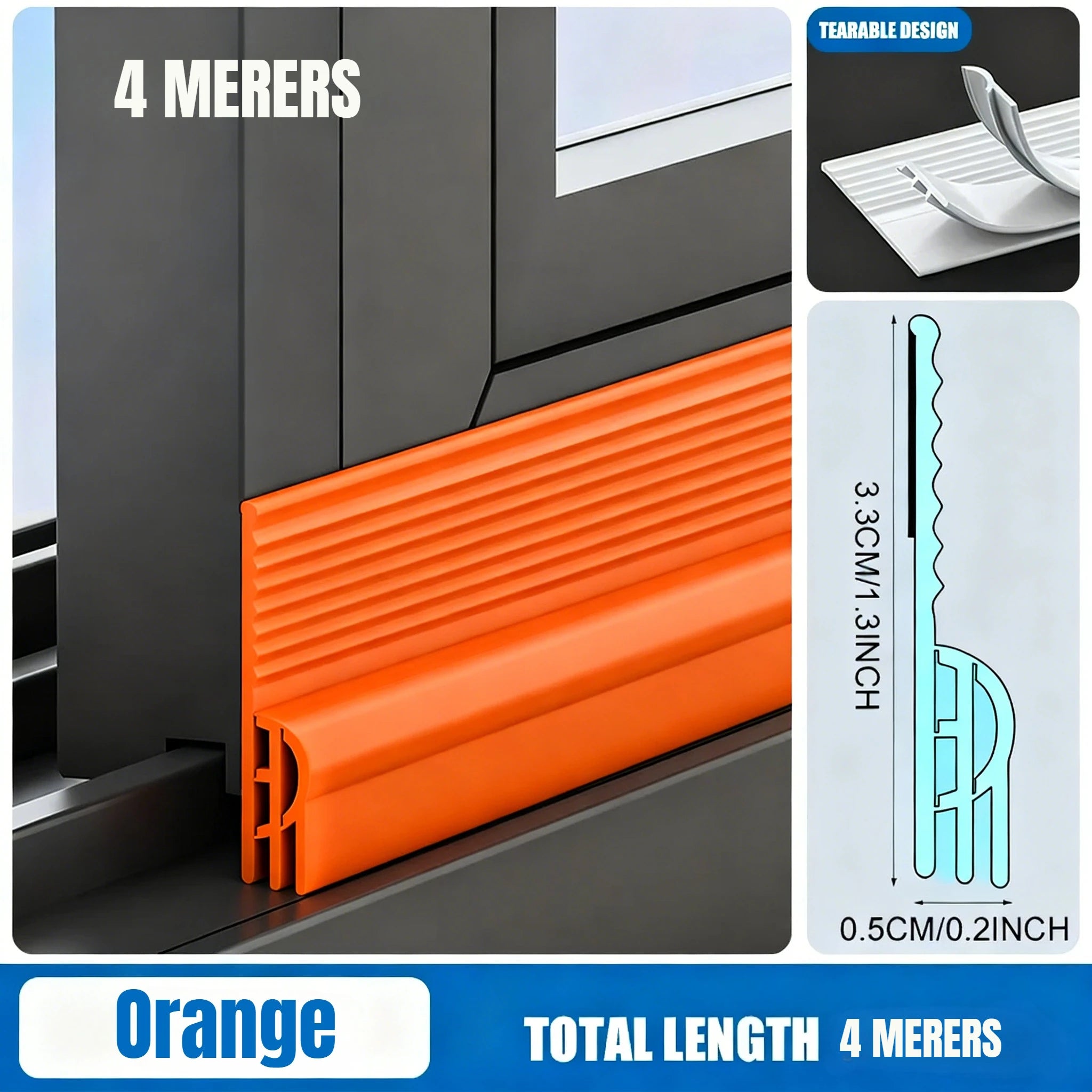 2 4M Self Adhesive Window Door Seal Strip Windproof Soundproof Qme Orange 4M