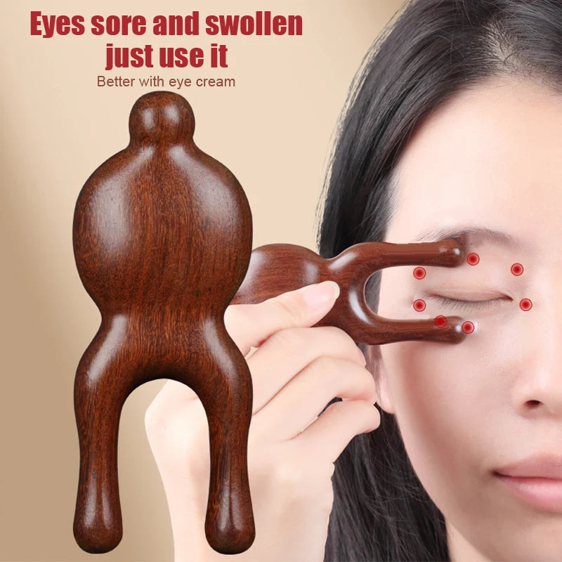 Sandalwood Facial Lifting Meridian Comb Massager Eyes Nose Ear Neck Qme