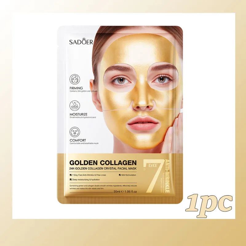 Gold Collagen Crystal Collagen Face Mask Firming Hydrating Moisturizing Face Mask Shrink Pores Beauty Patches Skin Care Qme 1pc