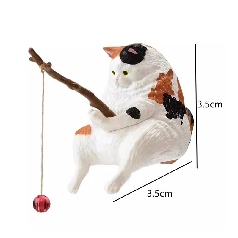 1Pc Creative Fishing Cat Fish Tank Hanging Ornament Mini Micro-Landscape Decor for Office Home Aquarium Fishing Fun. Qme