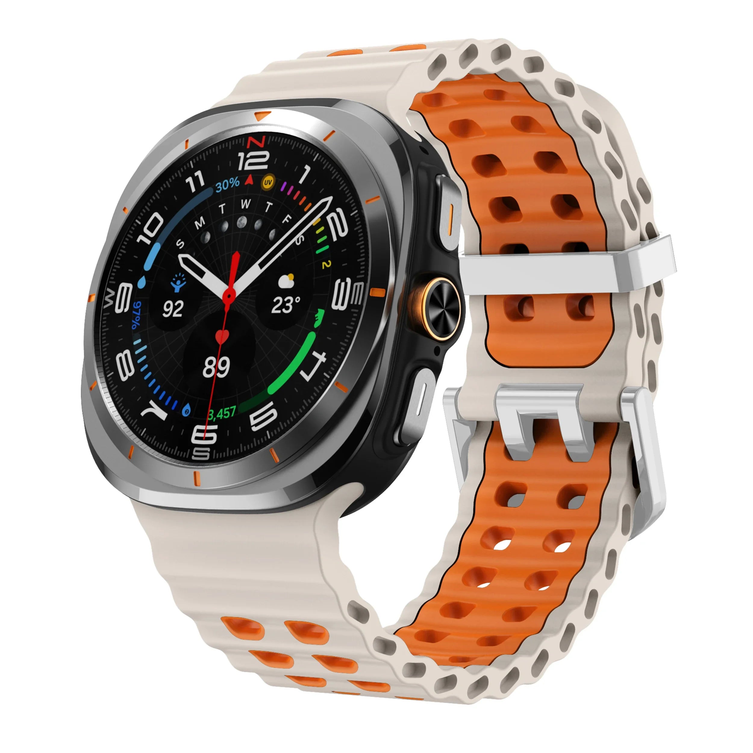 Two-Tone Sports Silicone Strap For Samsung Galaxy Watch Ultra Marine Band Bracelet For GalaxyWatch Ultra 47mm Watchband Qme Starlight OrangeS Galaxy Watch Ultra