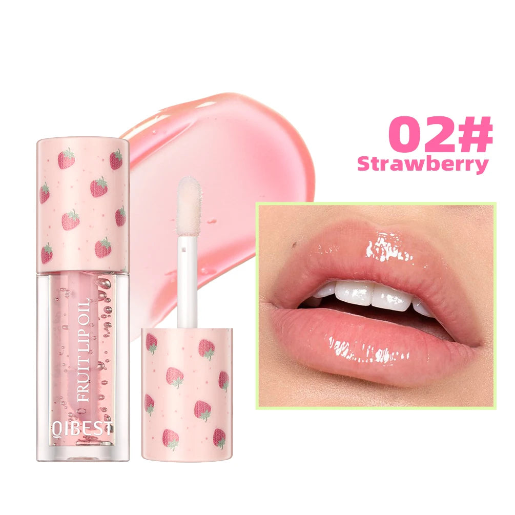 QIBEST Lip Balm Oil Moisturizing Makeup Lip Plumper Oil Repair Lip Fine Lines Beauty Lip Gloss Nourishing Bright Lip Cosmetic Qme 02 Strawberry