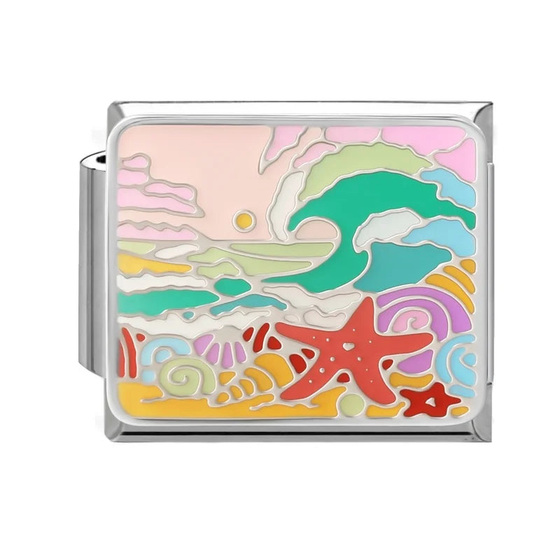 Y2K Colored Street View Flower Cute Cat Italian Charm Link Fit