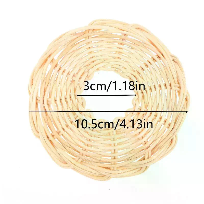 2Pcs Handwoven Rattan Lampshade Vintage Chandelier Hanging Light Cover Outdoor Camping Interior Lamp Shade Decoration Qme