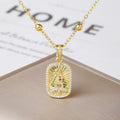 Multicolor Zirconia Oval Rectangle Virgen De Guadalupe Pendant Necklace Catholic Amulet Jewelry For Women Daily Baptism Gift Qme 6