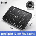 New 12 Inch High Pressure Top Spray Rain Shower Head Larger Flow Supercharge Rainfall Showerhead 360° Swivel Water Saving Qme Rectangular Black