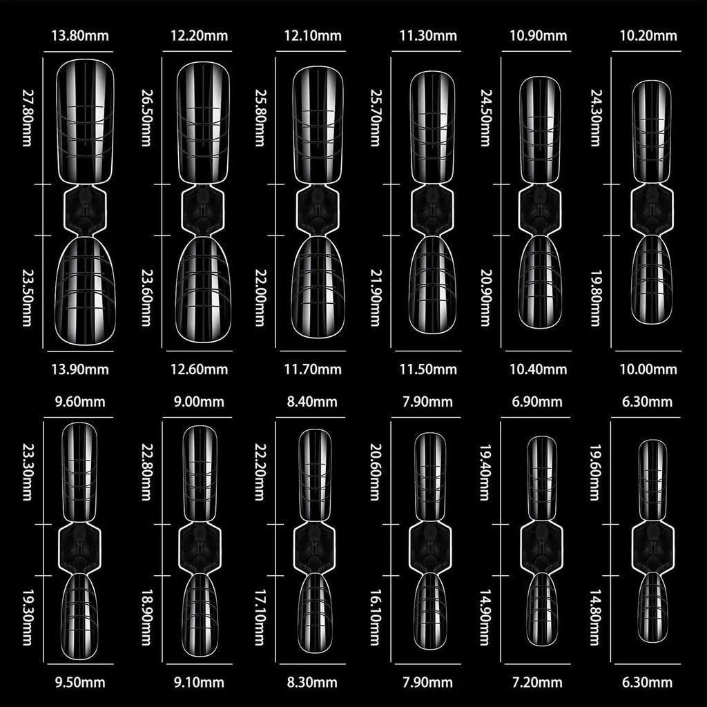 Double Nail Extension Mold 12 Sizes Clear Form False Tips Quick Qme