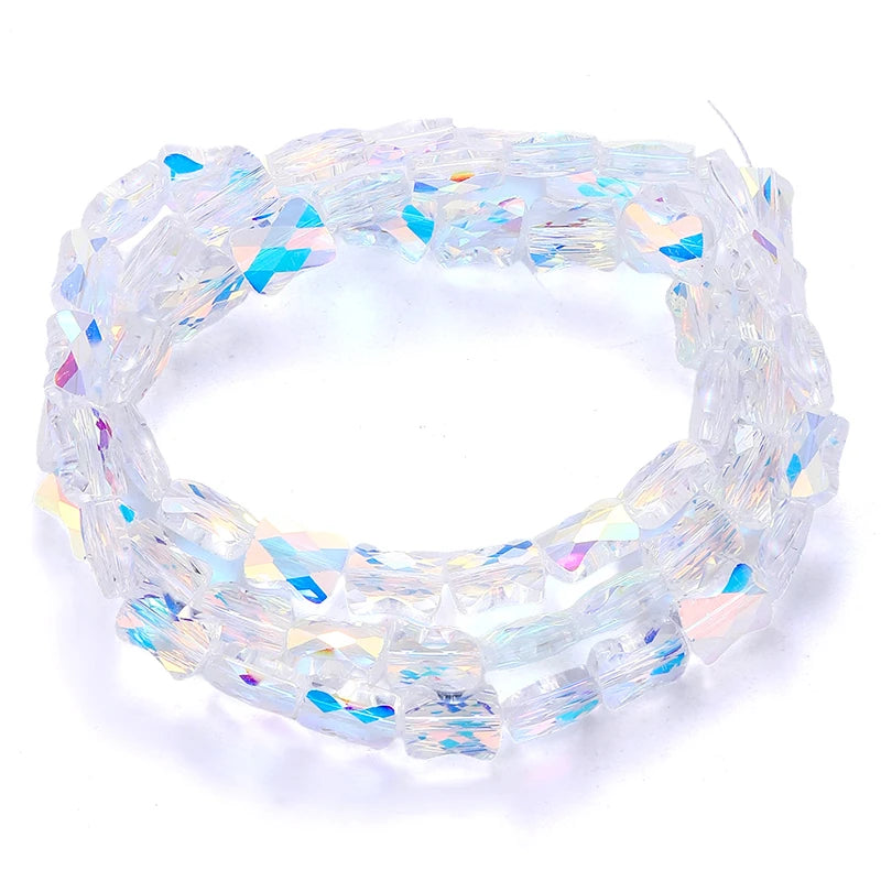 Bamboo Glass Beads AB Color Faceted Flat Curved Waist Column Crystal Loose Spacer Bead for DIY Crafts Earring Bracelet Jewelry Qme Color 8 8x11mm-60pcs