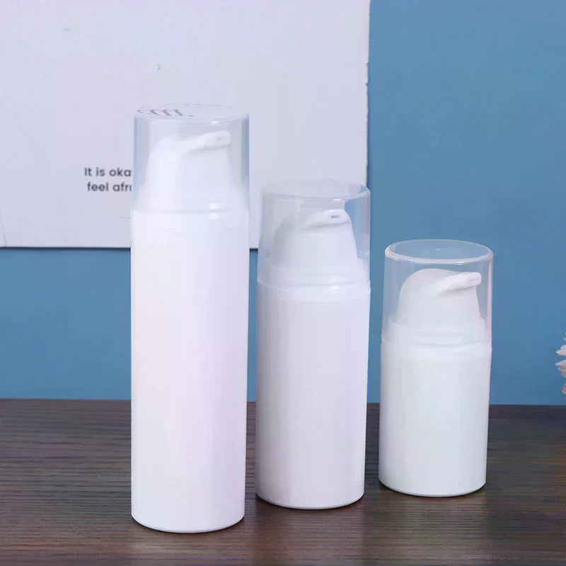 Plastic Travel Bottles Cream Refillable White Airless Pump Emulsion Qme