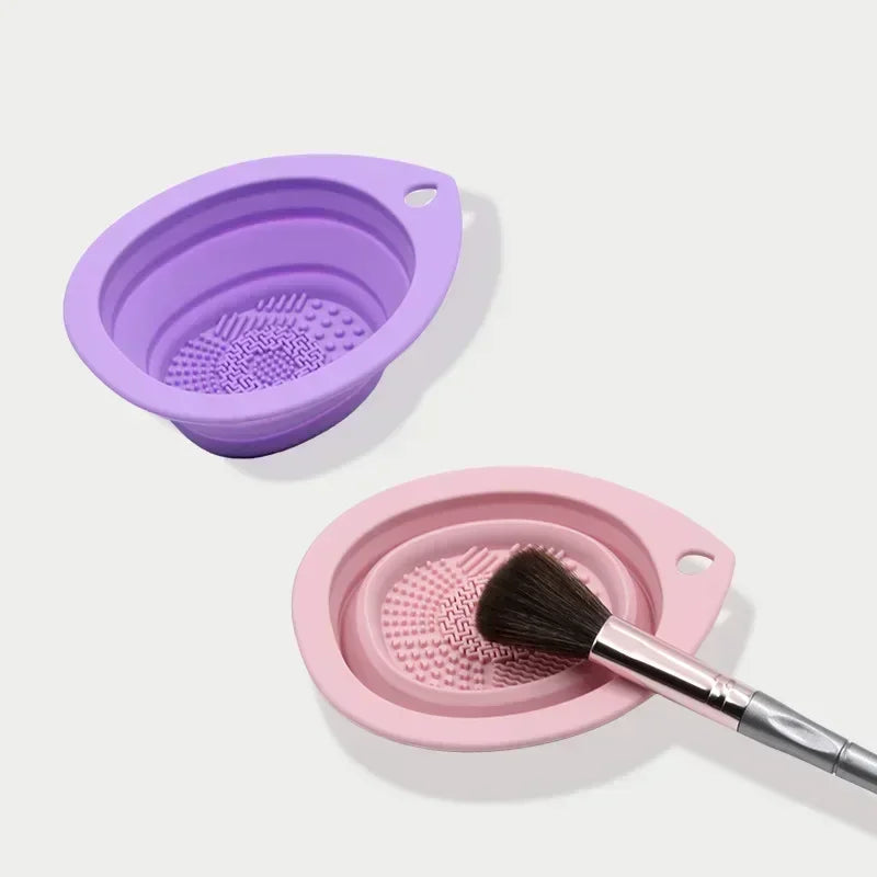 Multi Functional Scrubber Mat Washing Tool Silicone Makeup Brush Cleaner Folding Cleaning Bowl for Eyeshadow Brushes Powder Puff Qme