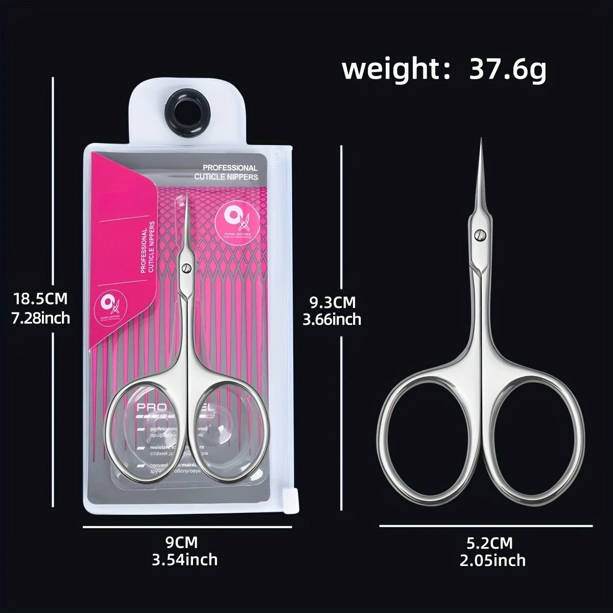 Ultra Fine Silvery Manicure Scissors Stainless Steel Arc Cuticle Knife Qme