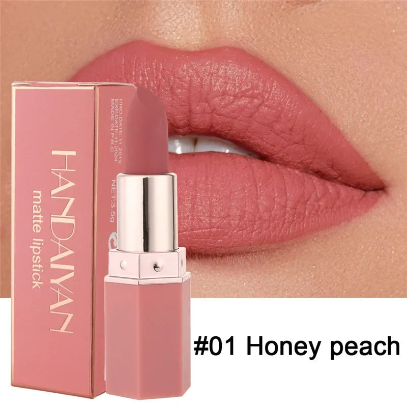 6 Colors Matte Waterproof Long Lasting Velvet Lipstick Sexy Red Nude Pigments Makeup Profissional Lip Make Up Lipstick Cosmetic Qme 01