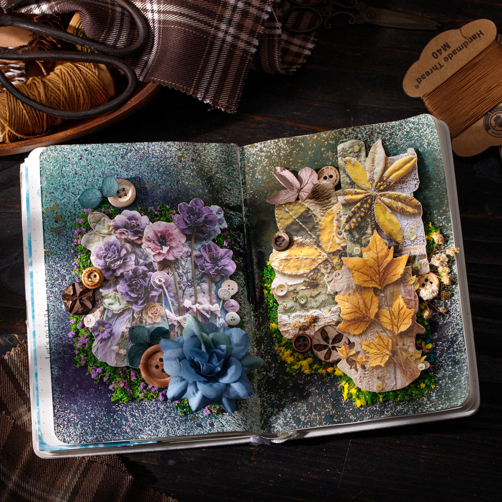 20sheets/bag Floral Nature Vintage Background Stickers for DIY Scrapbooking Phone Case Decoration Birthday Gifts Teaching Reward Qme