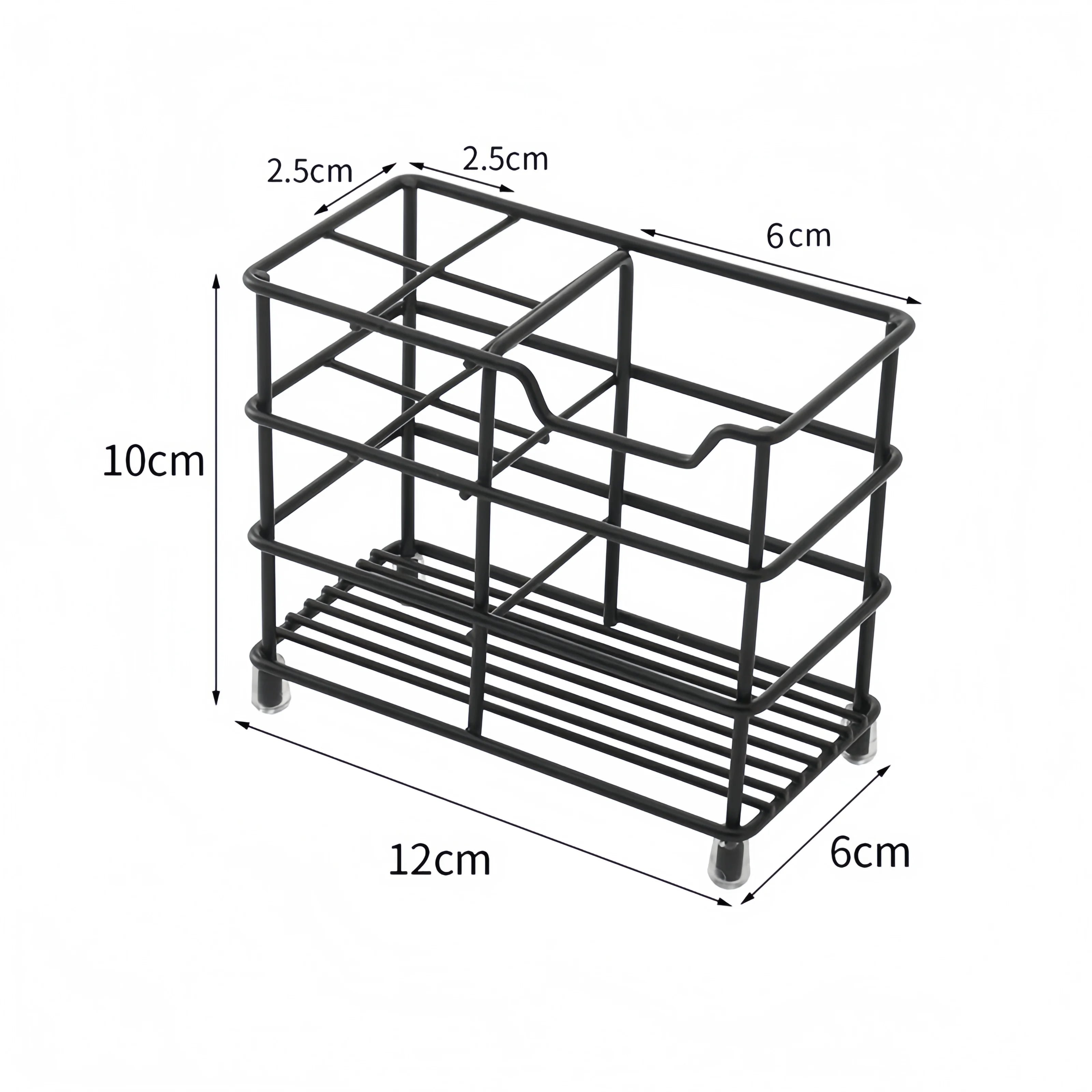 Stainless Steel Bathroom Toothbrush Holder Toothpaste 5 Slots Black Qme Black without patch