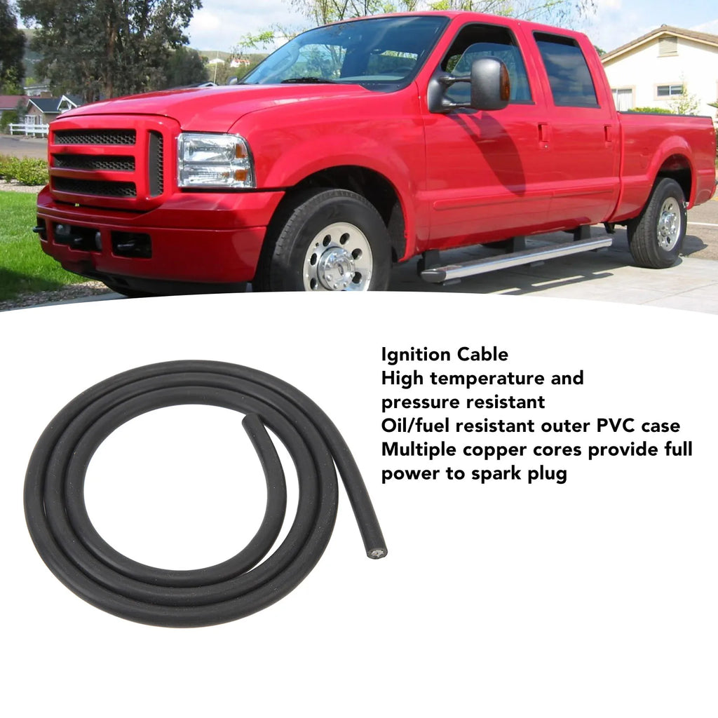 7mm Ignition Cable PVC Sheathed Copper Ignition Cable Black Install Heat Resistant Flexible for Motorcycles Qme