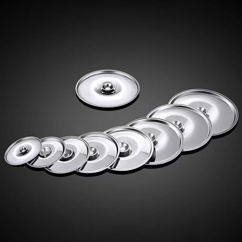 10-26cm Round Pot Lid Thicken Stainless Steel Saucepan Cover Replacement Universal Kitchen Food Lid Kitchen Supplies Qme