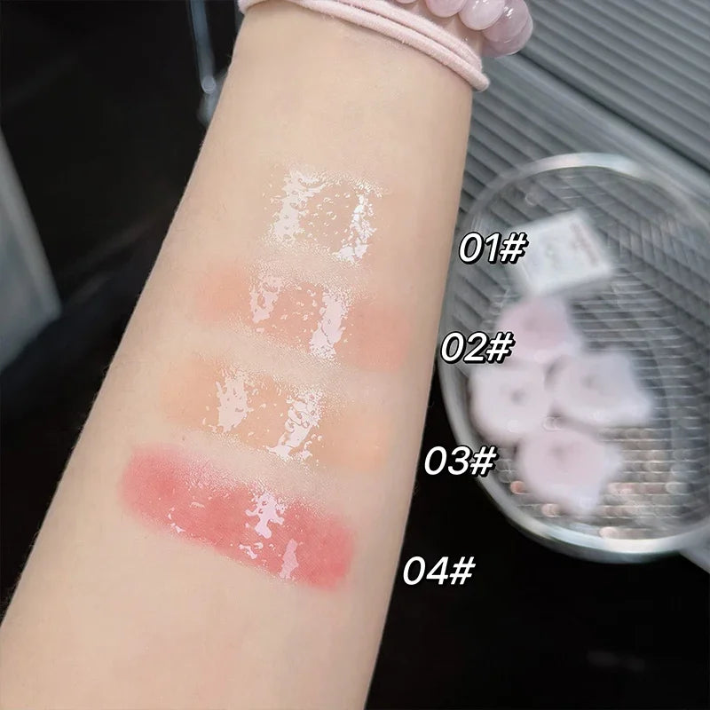 QIBEST Face Blush Hydrating Cream Beauty Girl Nude Makeup Natural Smudge Blush Palette Cheek Tint Highlighter Cosmetics Blusher Qme