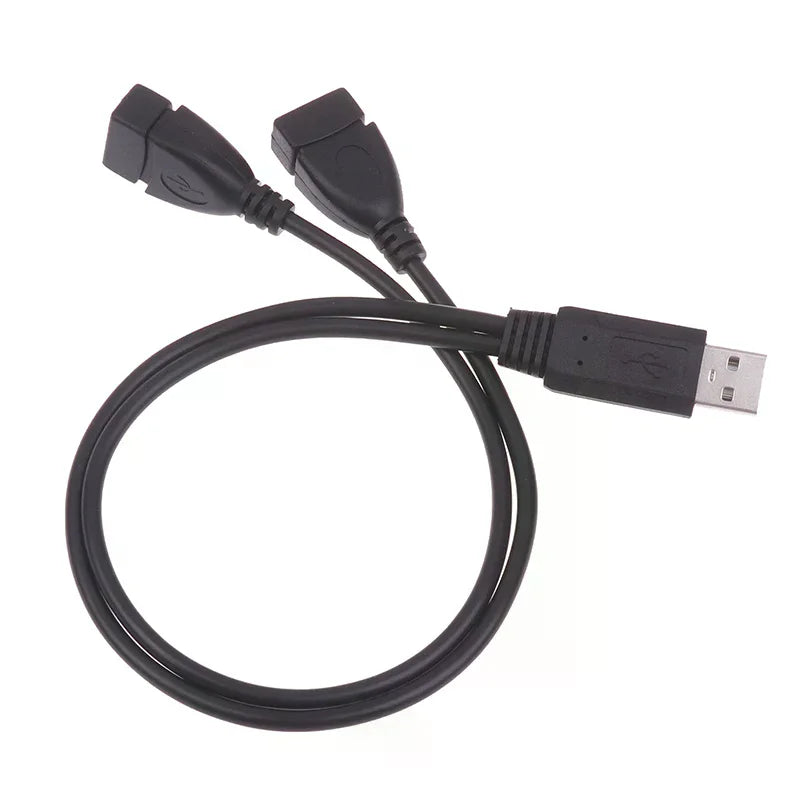 USB Cable Splitter Phone Charger Power Adapter Cord 2 Ports 1 Male Qme
