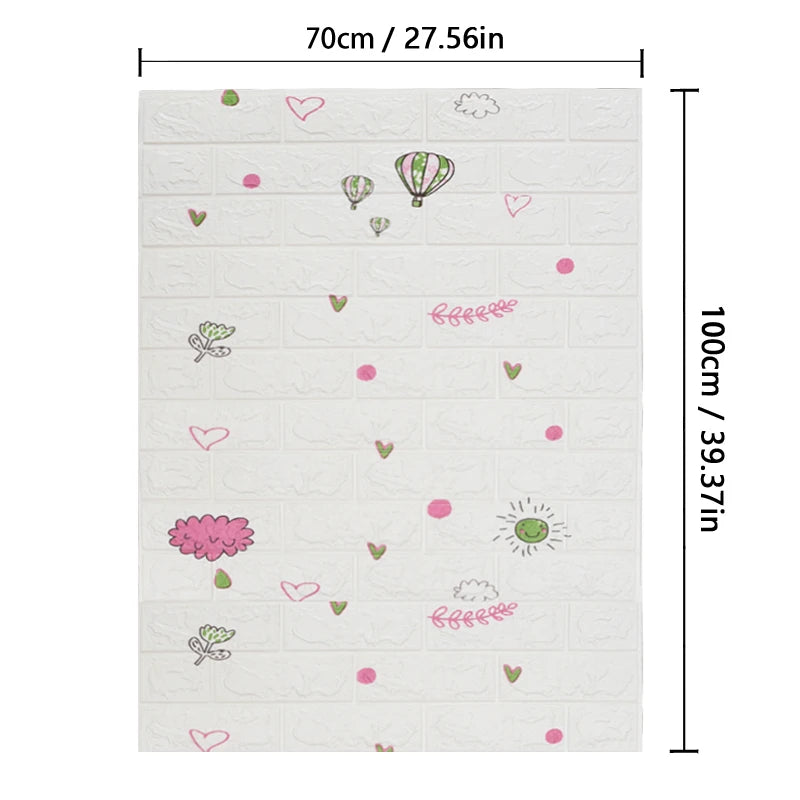 70cm High Quality DIY 3D Wallpaper Moisture Proof Modern Home Decoration Self-adhesive Waterproof Wall Stickers Brick Pattern Qme hot air balloon 70CM X 1M