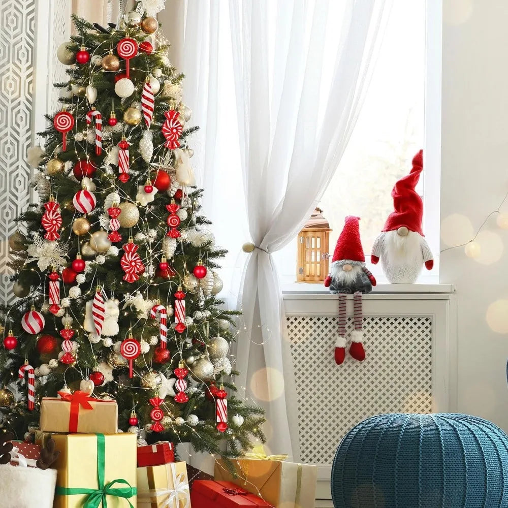 6PCS Christmas Tree Decorations Lollipops Pine Cones Candy Canes Christmas Decoration Pendants Christmas Decorations for Home Qme