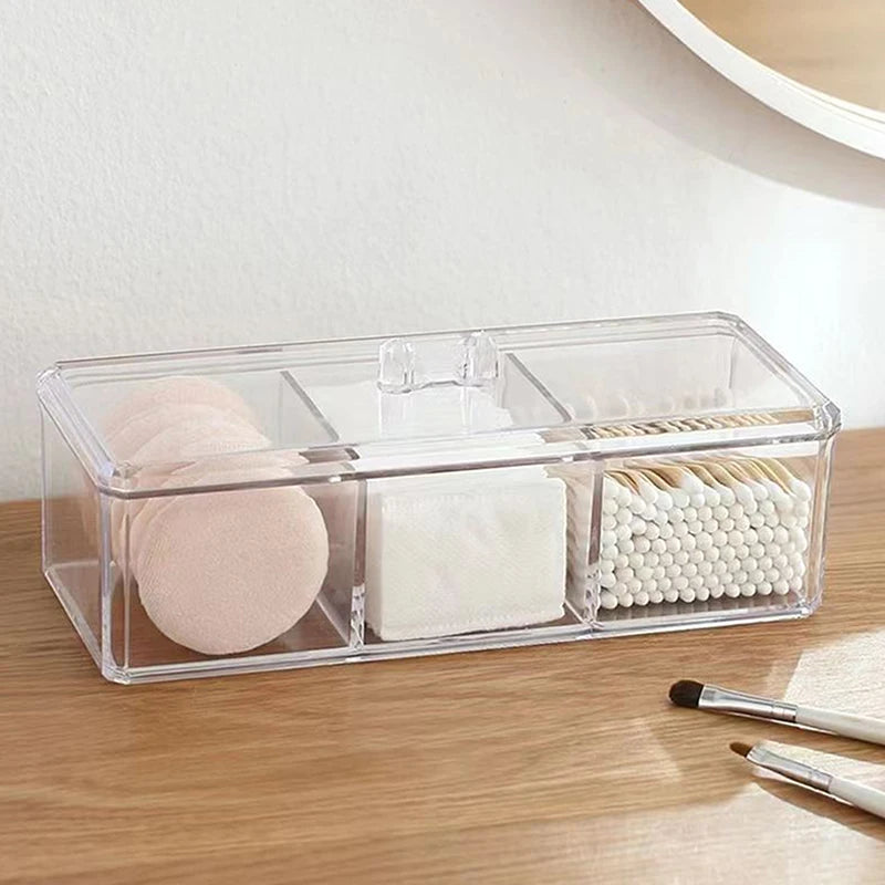 Cotton Pad Storage Box Desktop Acrylic Organizer Transparent Cosmetic Qme