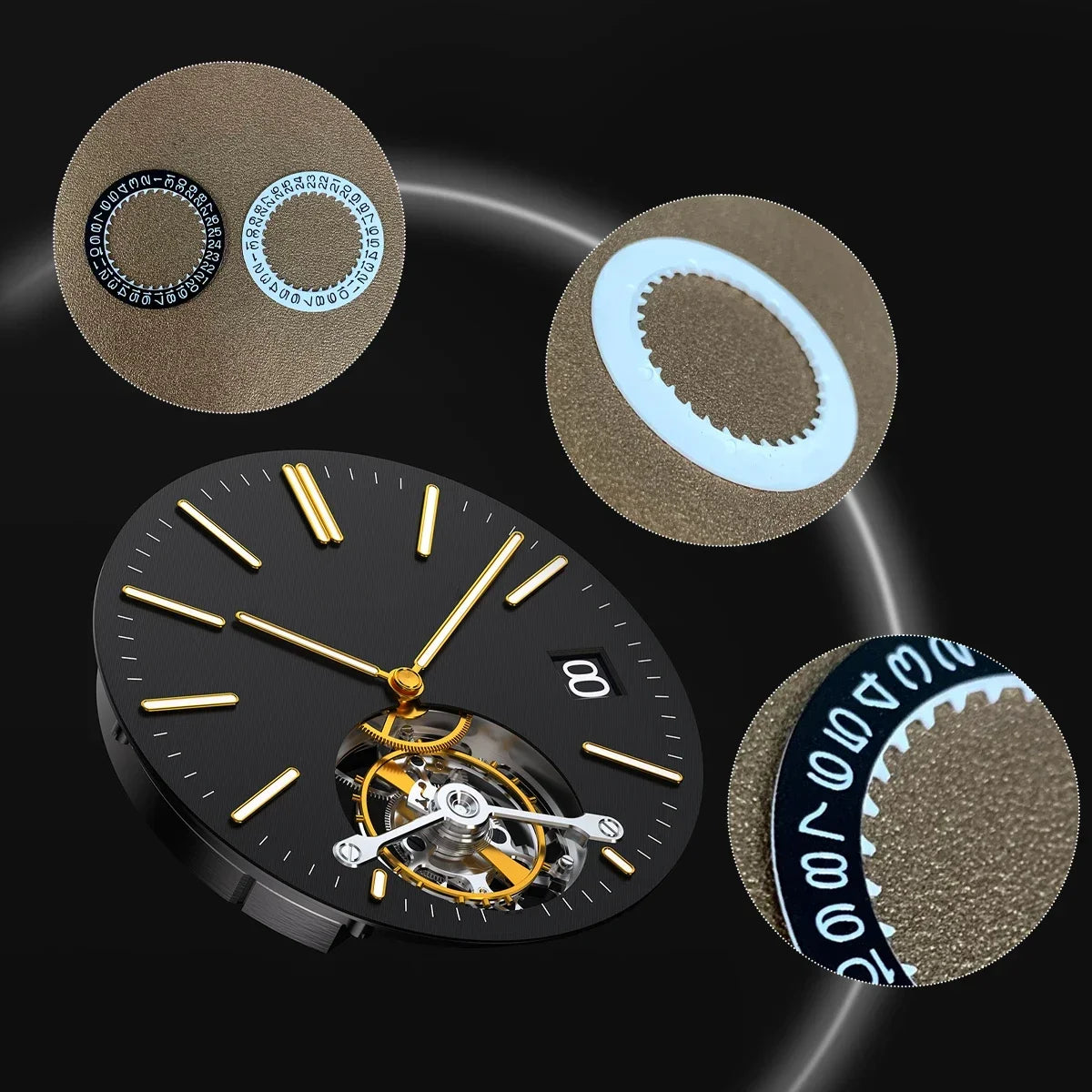 Black/White Watch Calendar Disk 3 o'clock Date Disc For NH35 Movement Modified Watches Calendar Accessories Qme