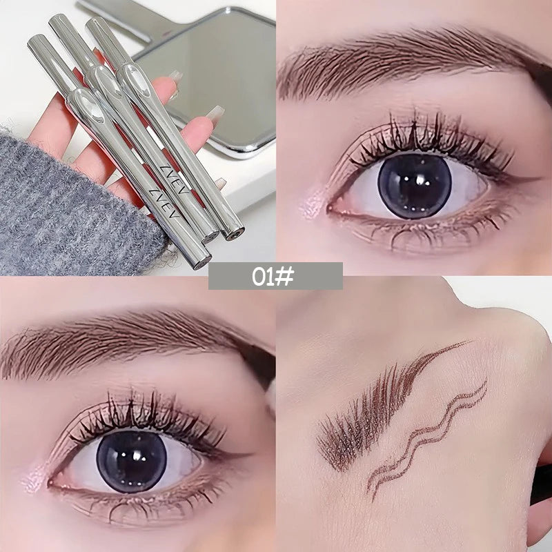 Ultra-fine 2 Point Eyebrow Pencil Liquid Wild Eyebrow Tattoo Easy To Grip Pen Waterproof 2 Fork Silkworm Brow Pen Eyes Makeup Qme 01 Coffee Brown