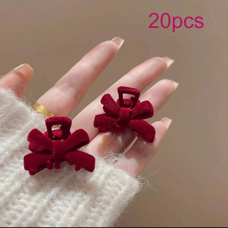 Butterfly Hair Claws-Bow Hair Clips For Women,Elegant Princess Grip Clamps,Sweet Minimalist Style Barrettes Qme Red 20pcs
