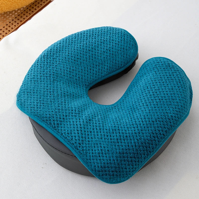 Coral Fleece Head Pad Towels U-shaped Facial Pillow Covers Thickened Qme Blue