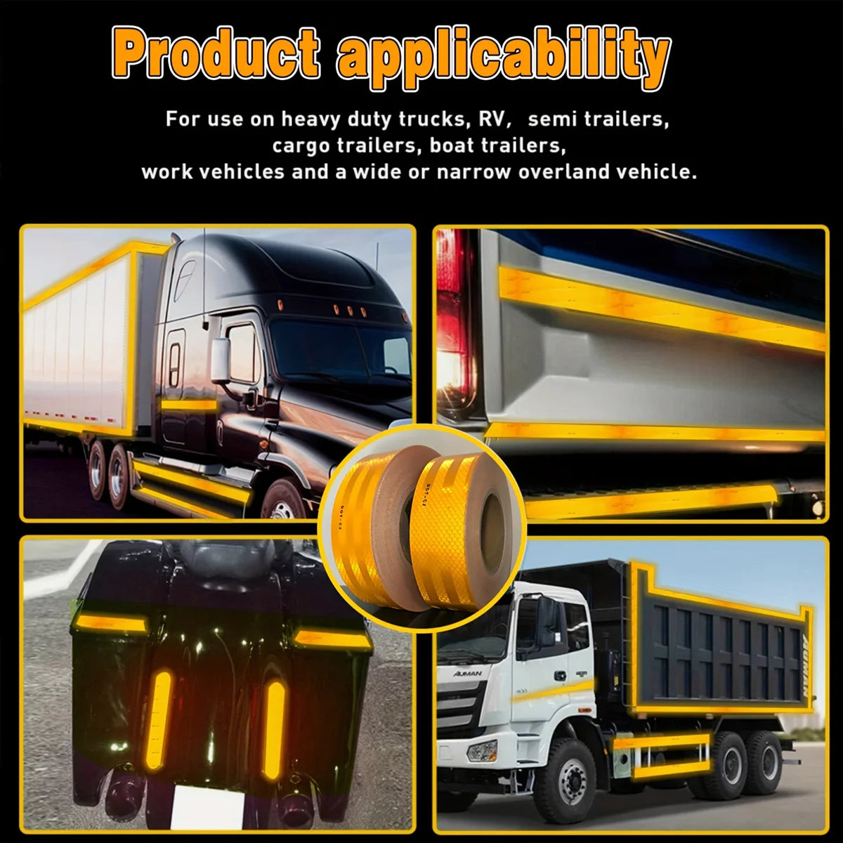 Yellow Car Reflective Tape DOT-C2 Safety Conspicuous Sticker For Safety Truck Motorcycle Bicycle Trailer Qme