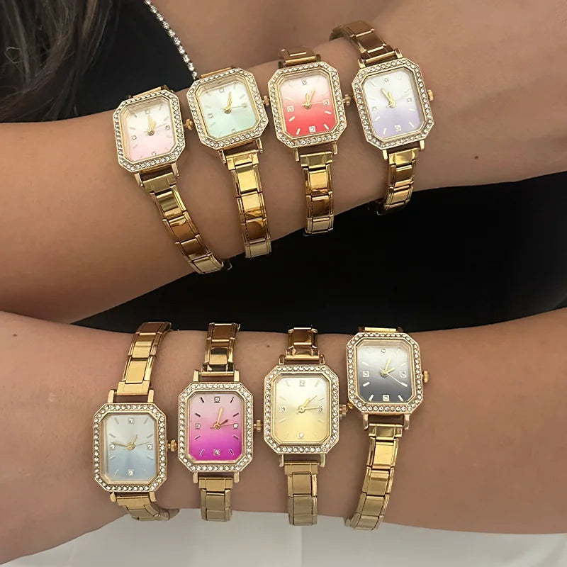 Butterfly Shape Numbers Dial Stainless Steel Watch Bracelet Men Women's 9mm DIY Italian Charm Bangle High Quality Jewelry Gift Qme