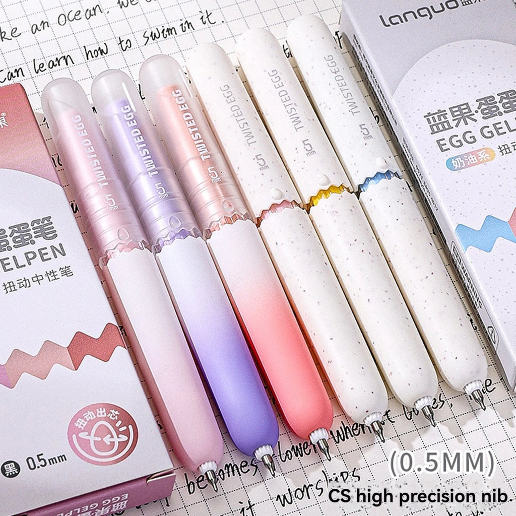 Kawaii Egg Neutral Gel Pens Soft Touch Quick Dry Smooth CS Tips 0.5mm Black Gel Ink Pen For School Writing Stationery Supplies Qme