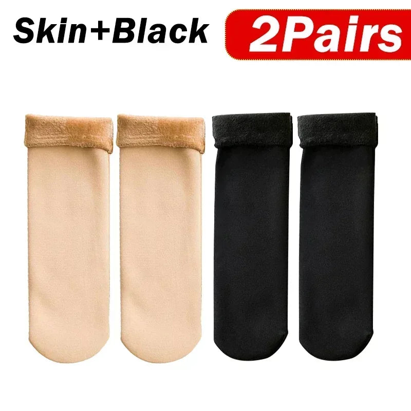 1 2 4 5Pair Women Winter Thicken Warm Short Socks Thermal Cashmere Qme Black Skin