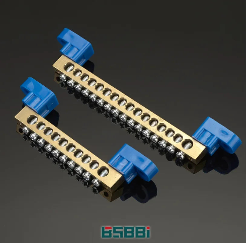 1pcs 6*9 Copper Ground Bar - 4/6/8/10/12 Hole Terminal Block for Distribution Box Zero Ground Wiring Connection Qme