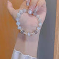 Unique Dreamy Blue Moonstone Cat Eye Pendant Crystal Bead Bracelet Qme Gray moonlight