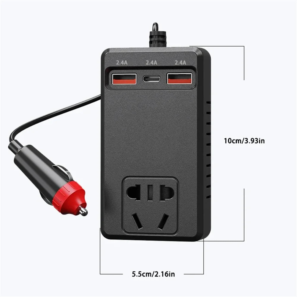 Hot Universal 150W Car Inverter DC 12V/24V To 110V/220V Auto Power Converter Adapter USB Type C Chargers Car Inverter For IPhone Qme