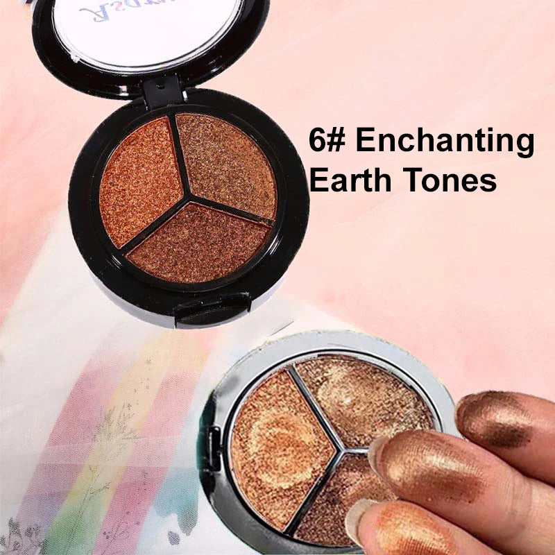 3 Colors Pearlescent Eyeshadow Palette Creamy Mousse Texture Earth Qme 06