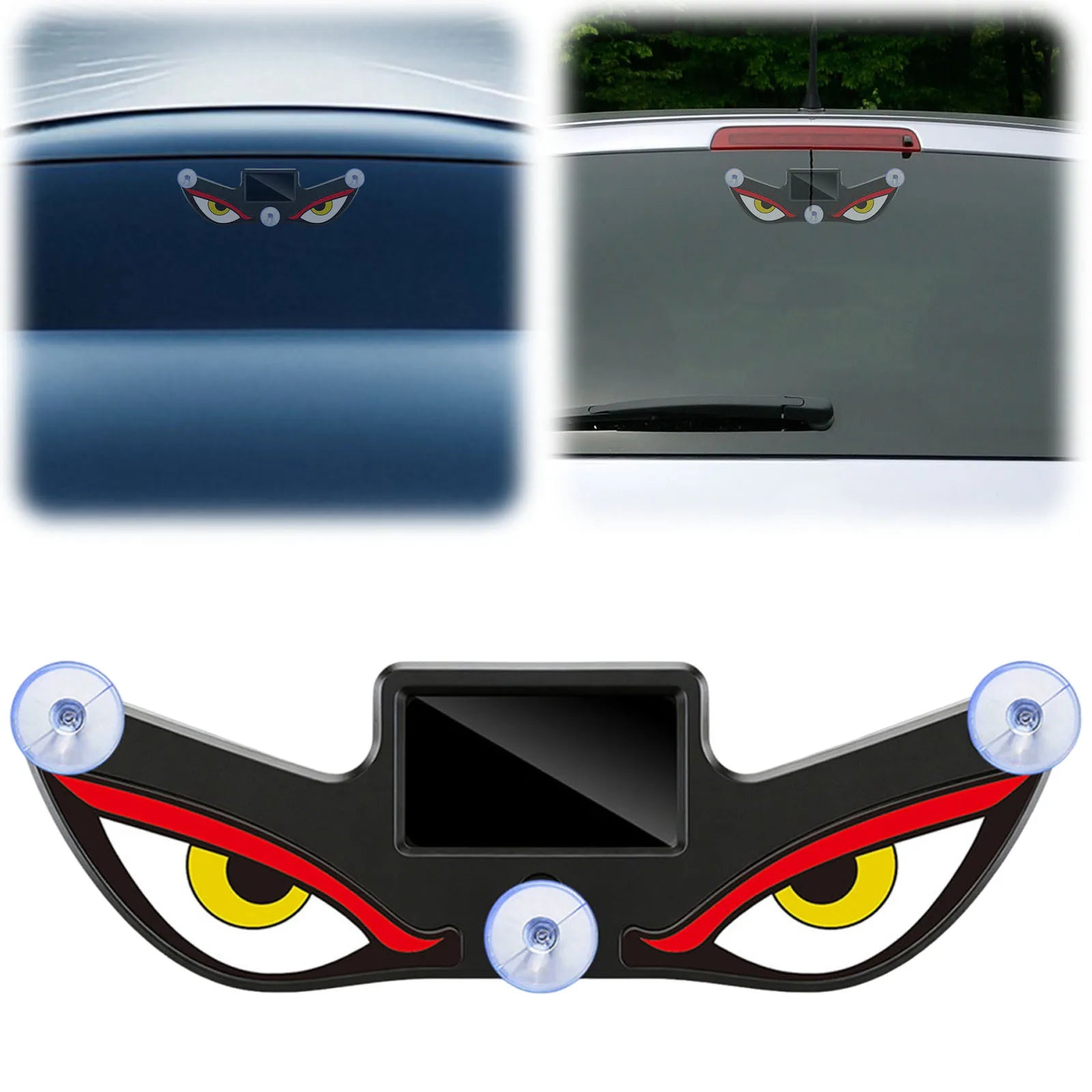 Evil Eye Window Decor Light Solar & USB Dual Power Anti-Theft Breathing Warning Light for Cars Windshield Rear Window Qme
