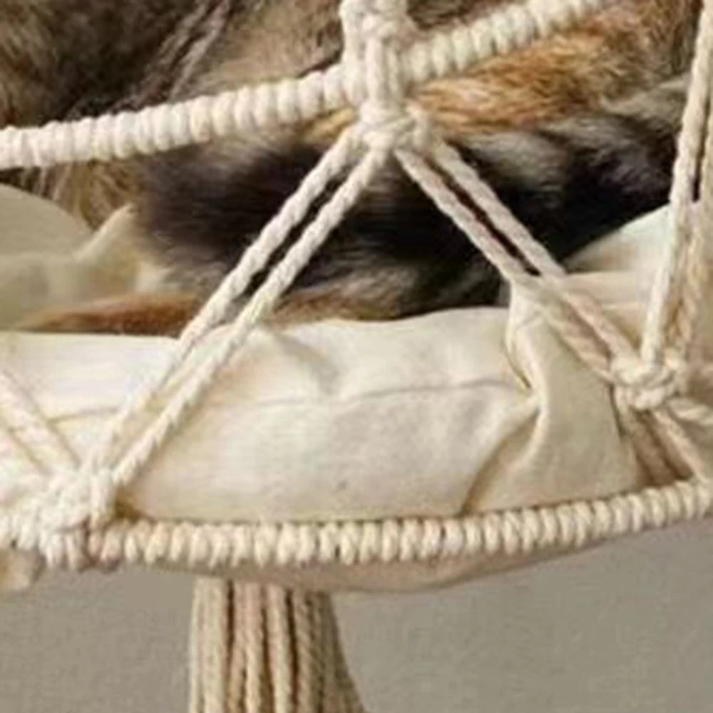 1PC Winter Hand-Woven Kitten Hammock Hanging Cat Bed Bohemian Belt Hanging Kit Upholstery Cat Litter Qme
