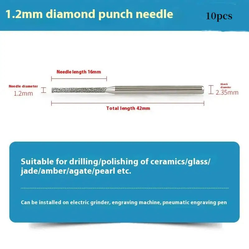 10Pcs 0.8/1/1.2/1.5/1.8/2/2.5MM Diamond Coated Drill Bits With 2.35MM Shank For Glass Jade Jewelry Grinding And Polishing Qme 1.2