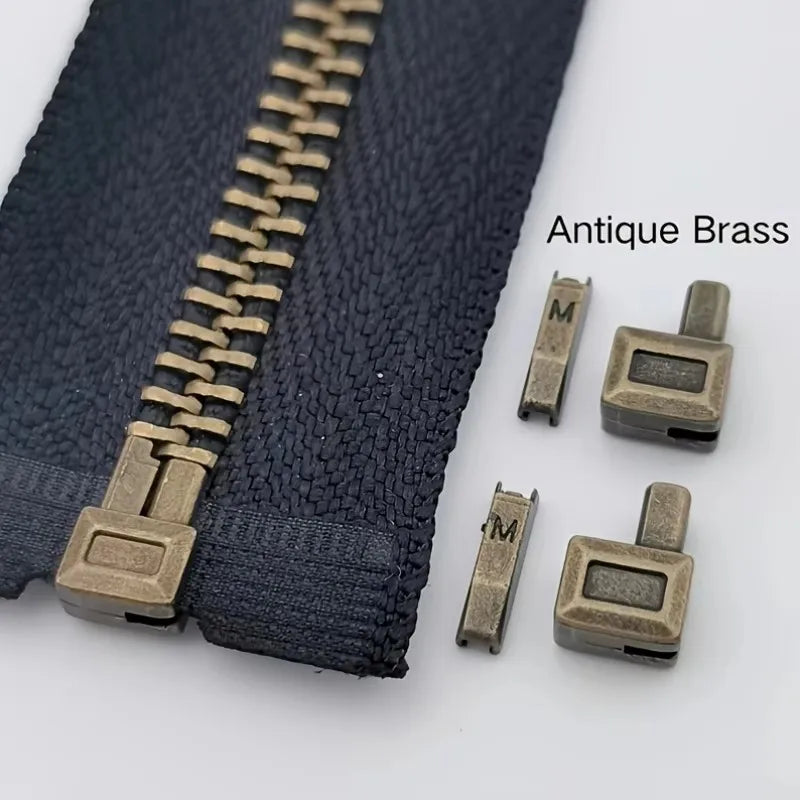25-Piece Set Premium Metal Zipper Heads Gold Silver Bronze Black - Durable Smooth for DIY Clothing Luggage Repair Qme 25PCS Bronze color