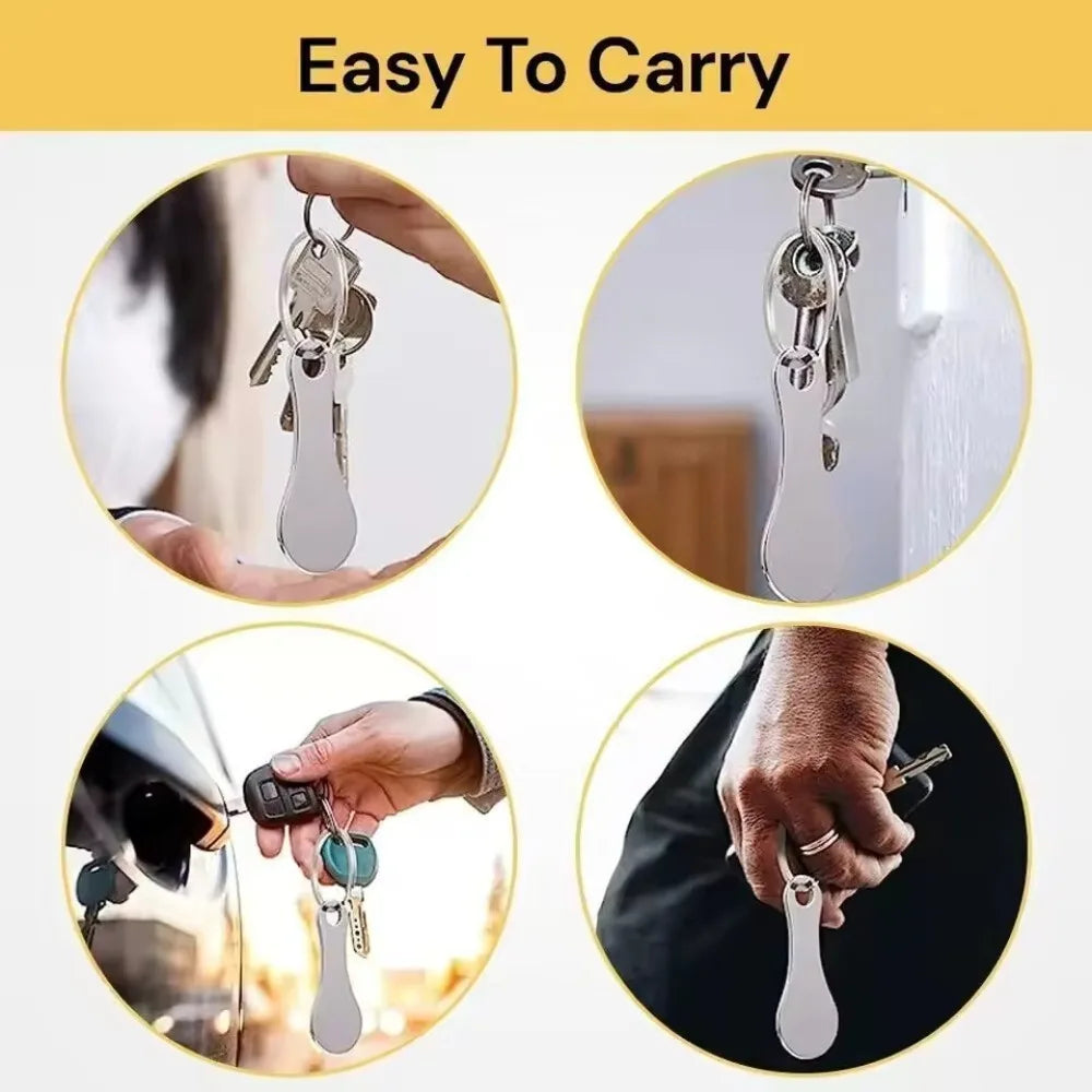 10pcs Stainless Steel Shopping Cart Token Key Tag Reusable for Supermarket Trolley Token Keychain Release Key Coin Keyring Qme