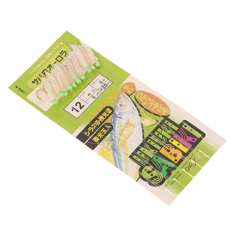 White Fish Skin Bionic String Hook Apollo Uki Sabiki Fishing Qme Hook 12