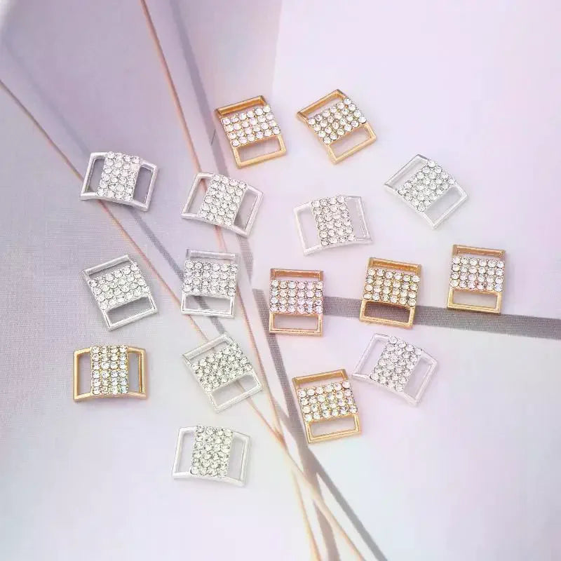10Pcs 10*15MM Rhinestone Bikini Connector Buckle Alloy Chain Swimwear Decorative Rhinestone Buckle DIY Jewelry Accessories Qme